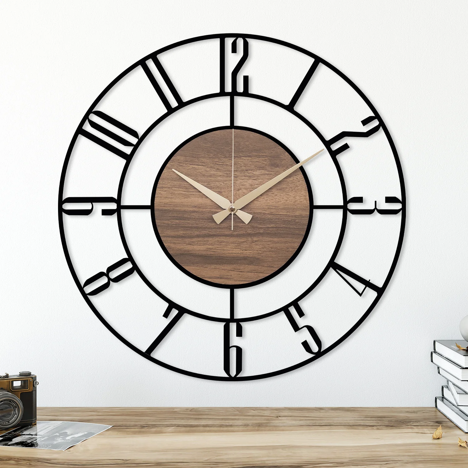 Wood and Metal Wall Clock