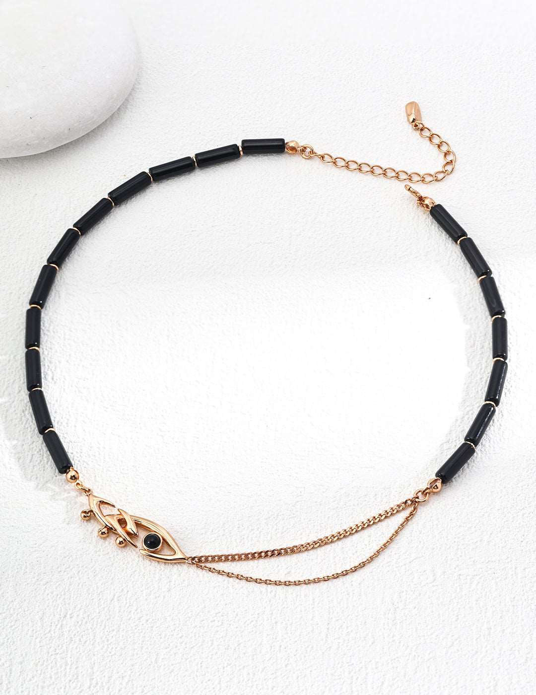 【Midnight Elegance】18k gold-plated sterling silver and black onyx necklace