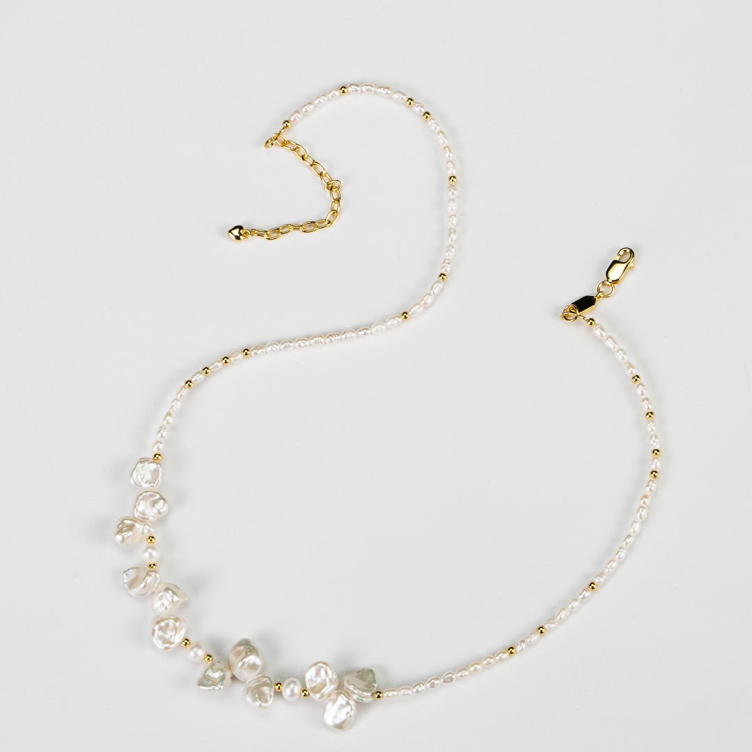 【Morning Dew Dream】 Natural Baroque Stone Pearl Necklace