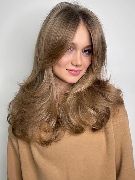 Long Wavy Mocha Frost Synthetic Wig By imwigs®