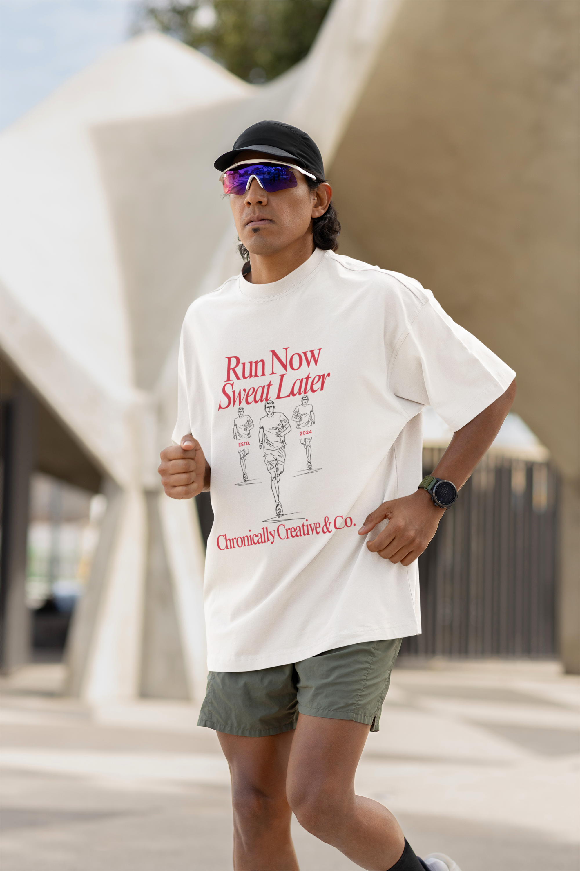 Run Now, Sweat Later T-Shirt – Motivational Fitness Style by Chronically Creative & Co.