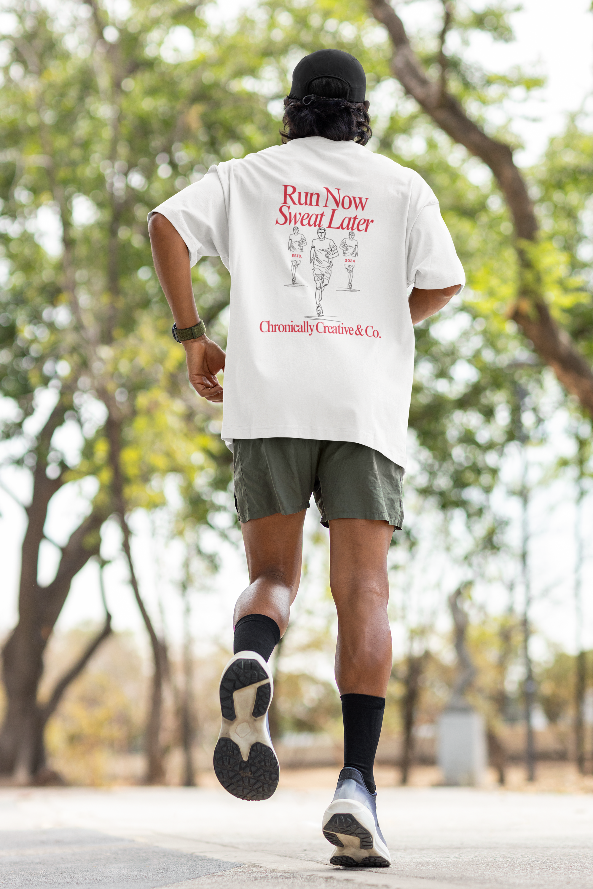 Run Now, Sweat Later T-Shirt – Front & Back Motivational