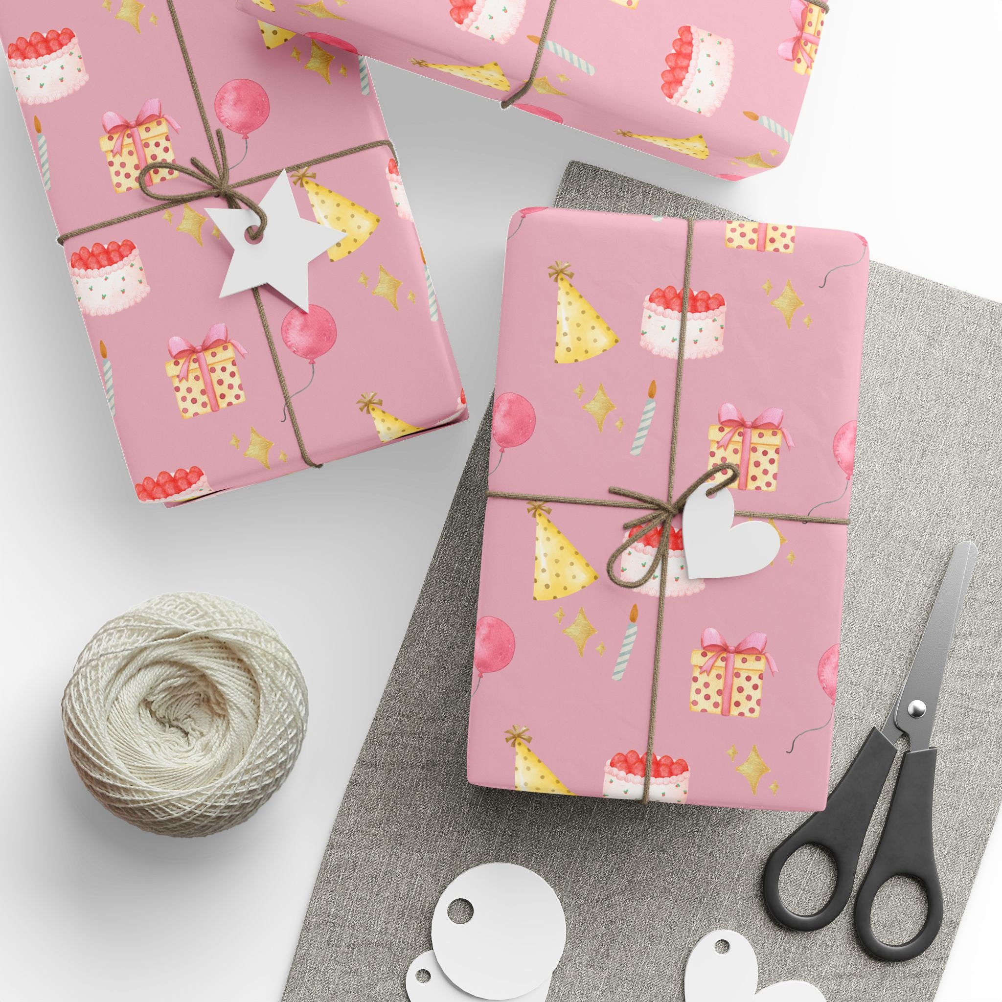 Wrapping Paper - Whimsical Pink Birthday Design