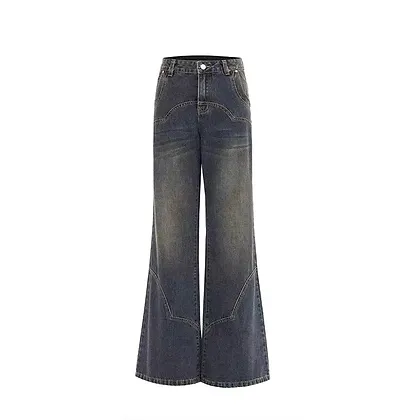 Womens Flared Dark Denim Jeans