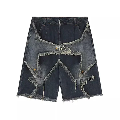 Embroidered Star Denim Jorts