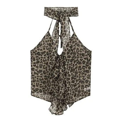 Leopard Print Crop Top Womens