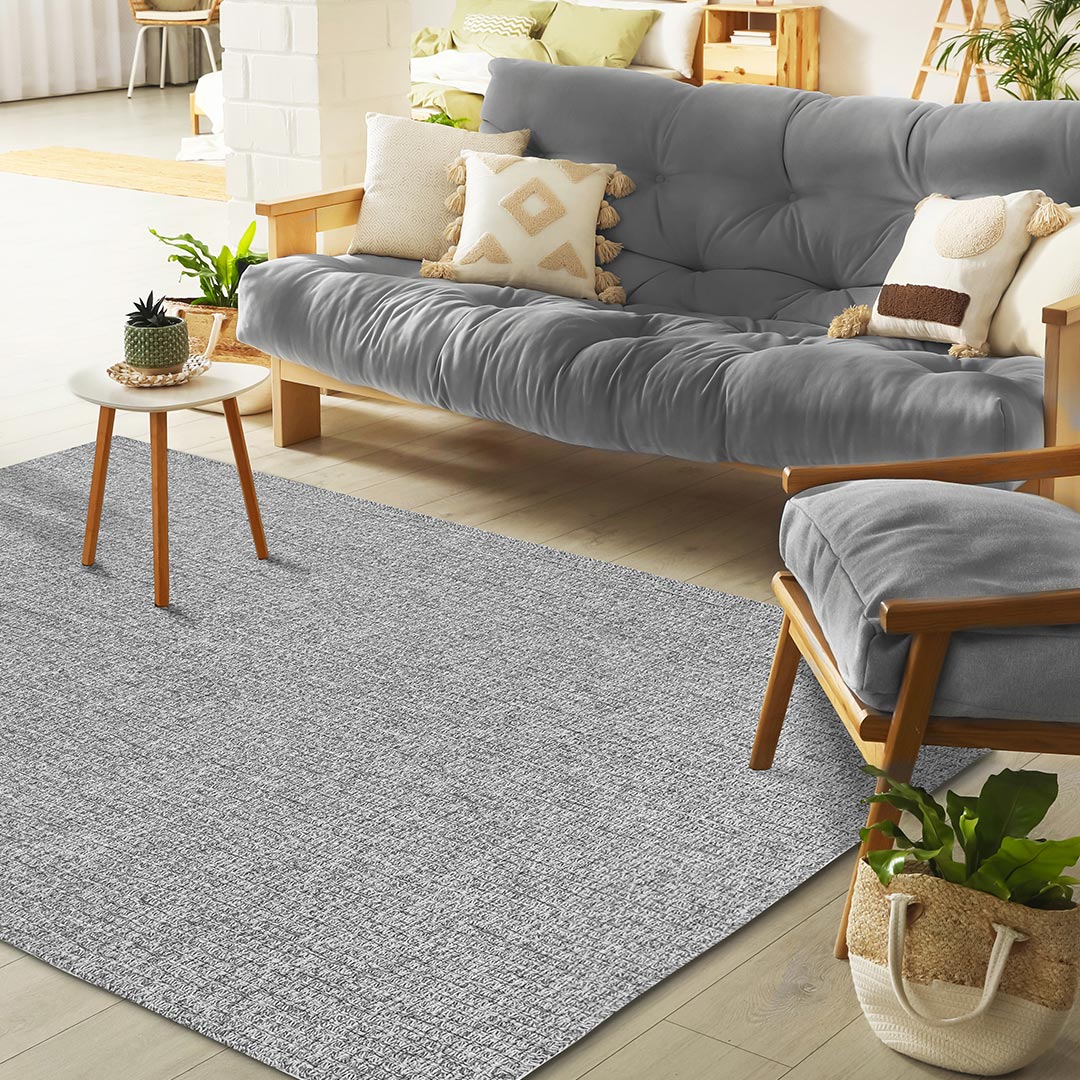 Wooly Jute Gray Solid Indoor Outdoor Rug