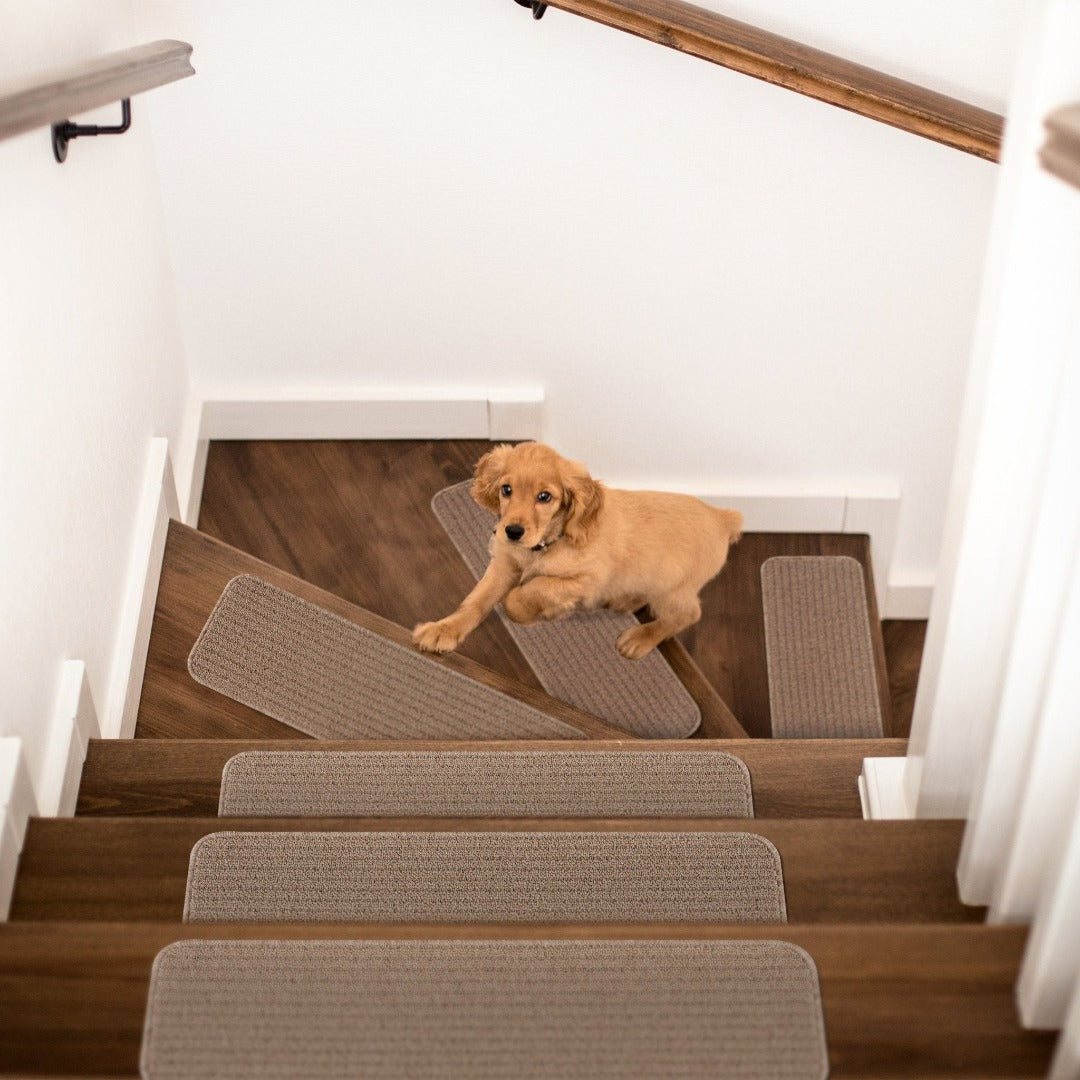 Diego Beige Solid Non-Slip Stair Treads Rug