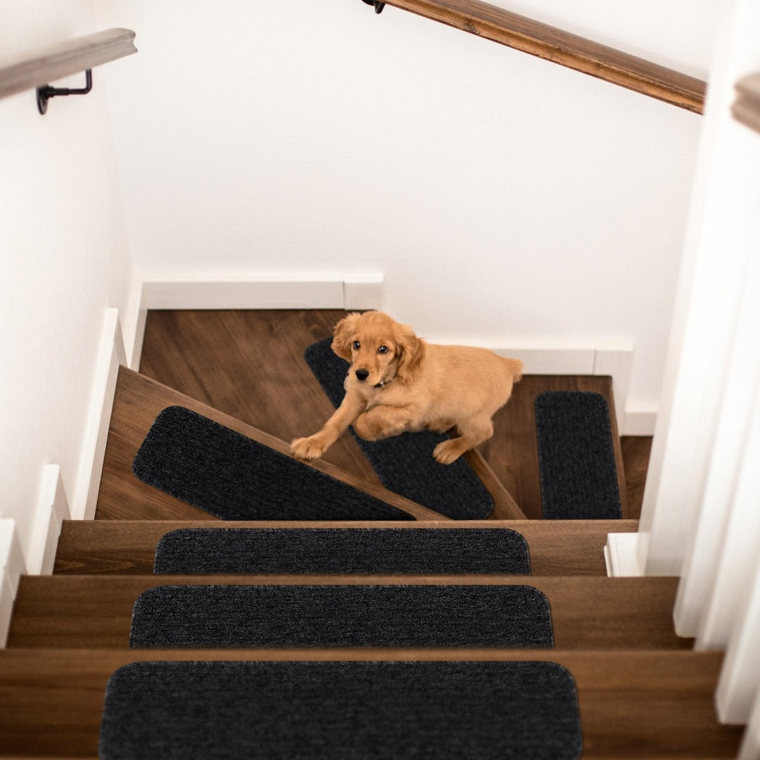 Diego Dark Gray Solid Non-Slip Stair Treads Rug