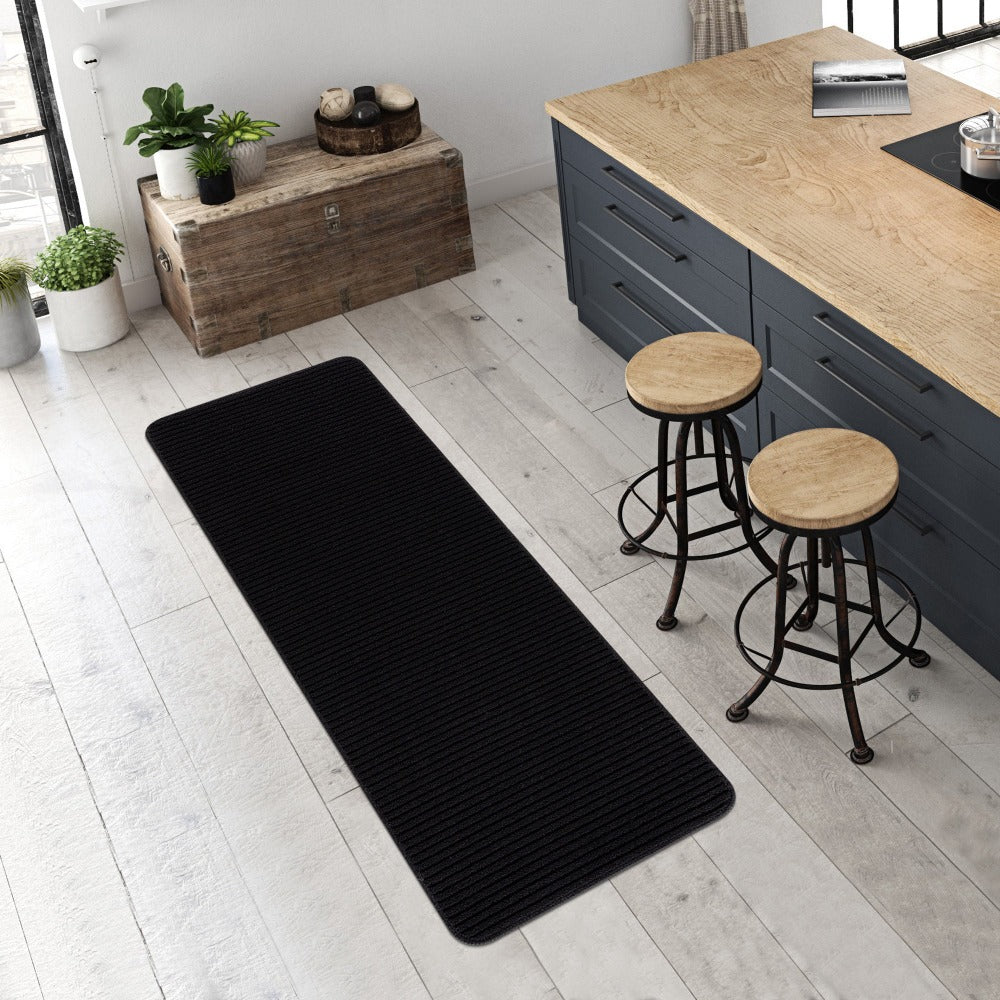 Diego Black Solid Non-Slip Runner Rug