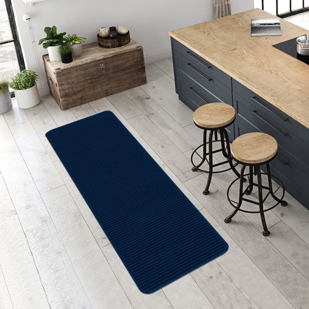 Diego Blue Solid Non-Slip Runner Rug