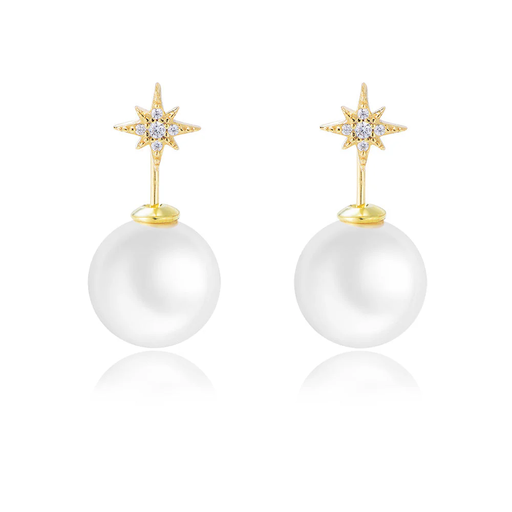 North Star Earrings Pearl Earrings Drop