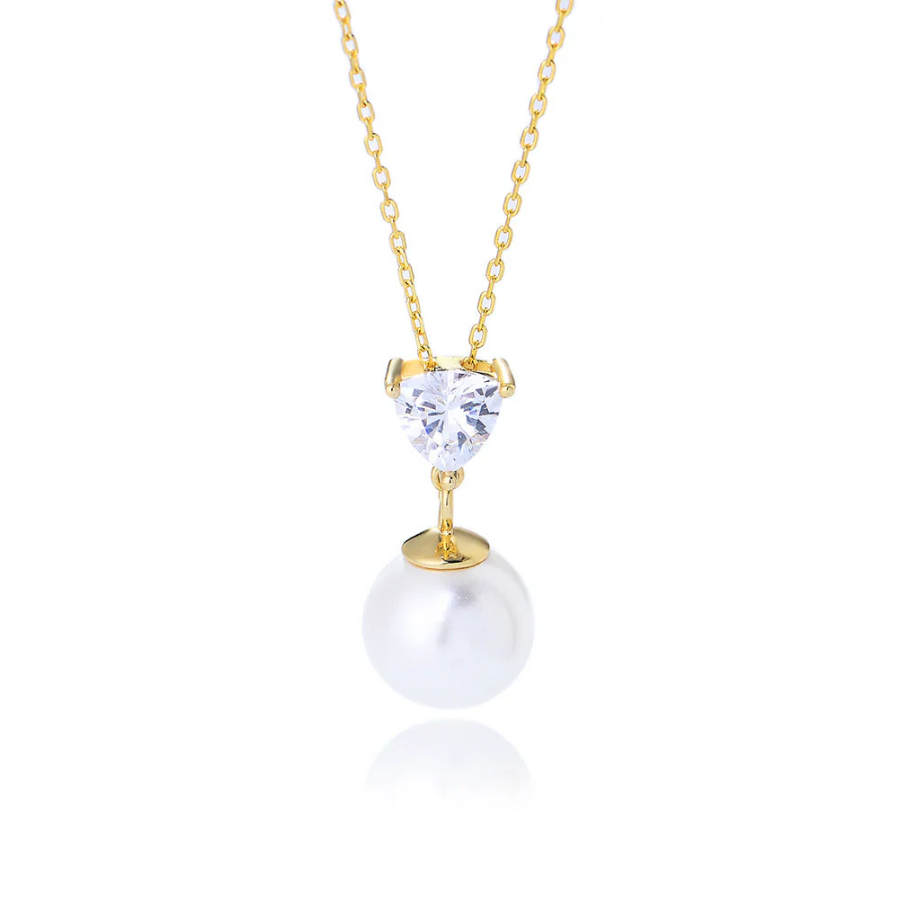 Diamond And Single Pearl Necklace