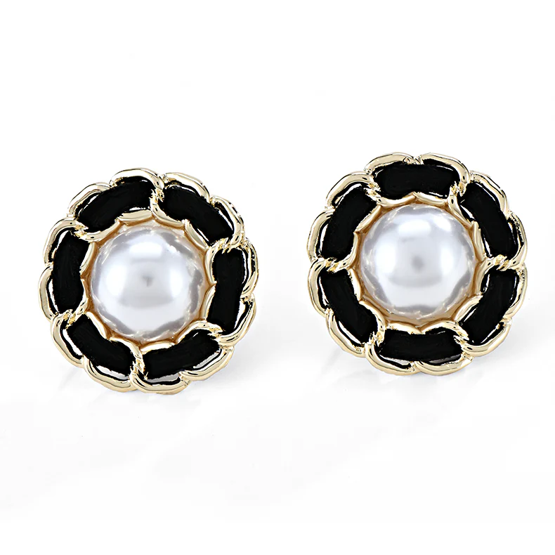 Large Vintage Pearl Stud Earrings