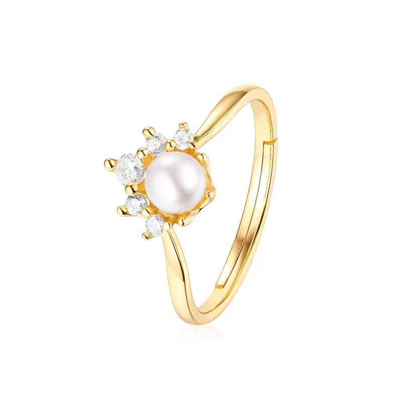 5mm Freshwater Pearl Crown Ring