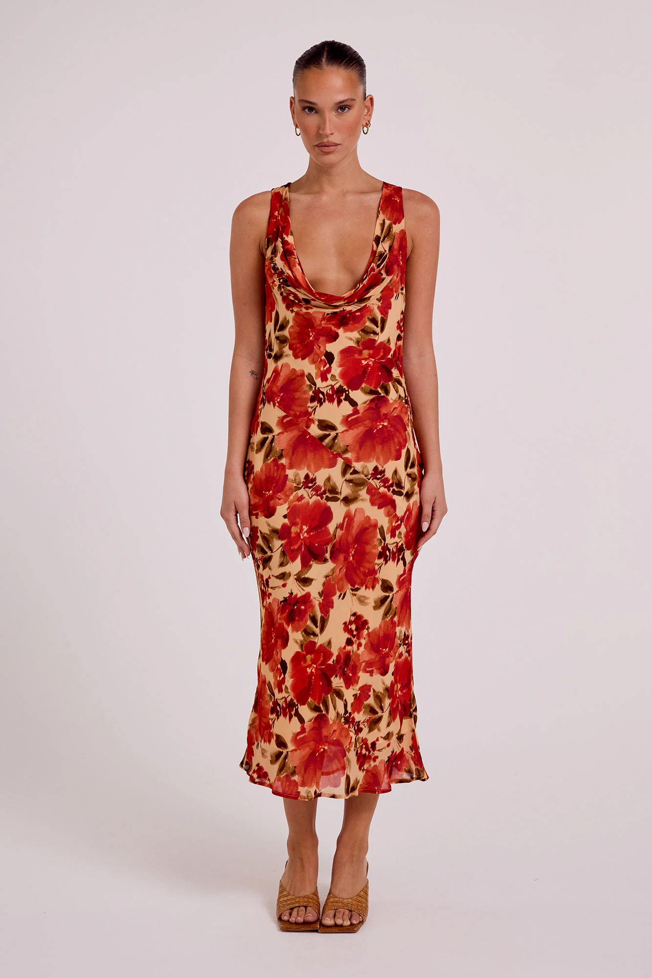 Reina Reversible Midi Dress Camellia Floral