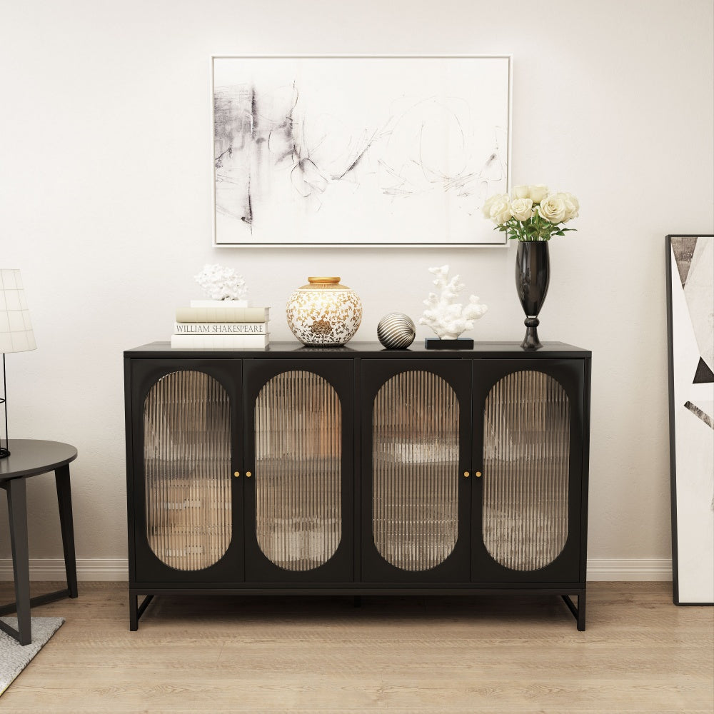 Modern Sideboard Cabinet Console Table with Glass Doors