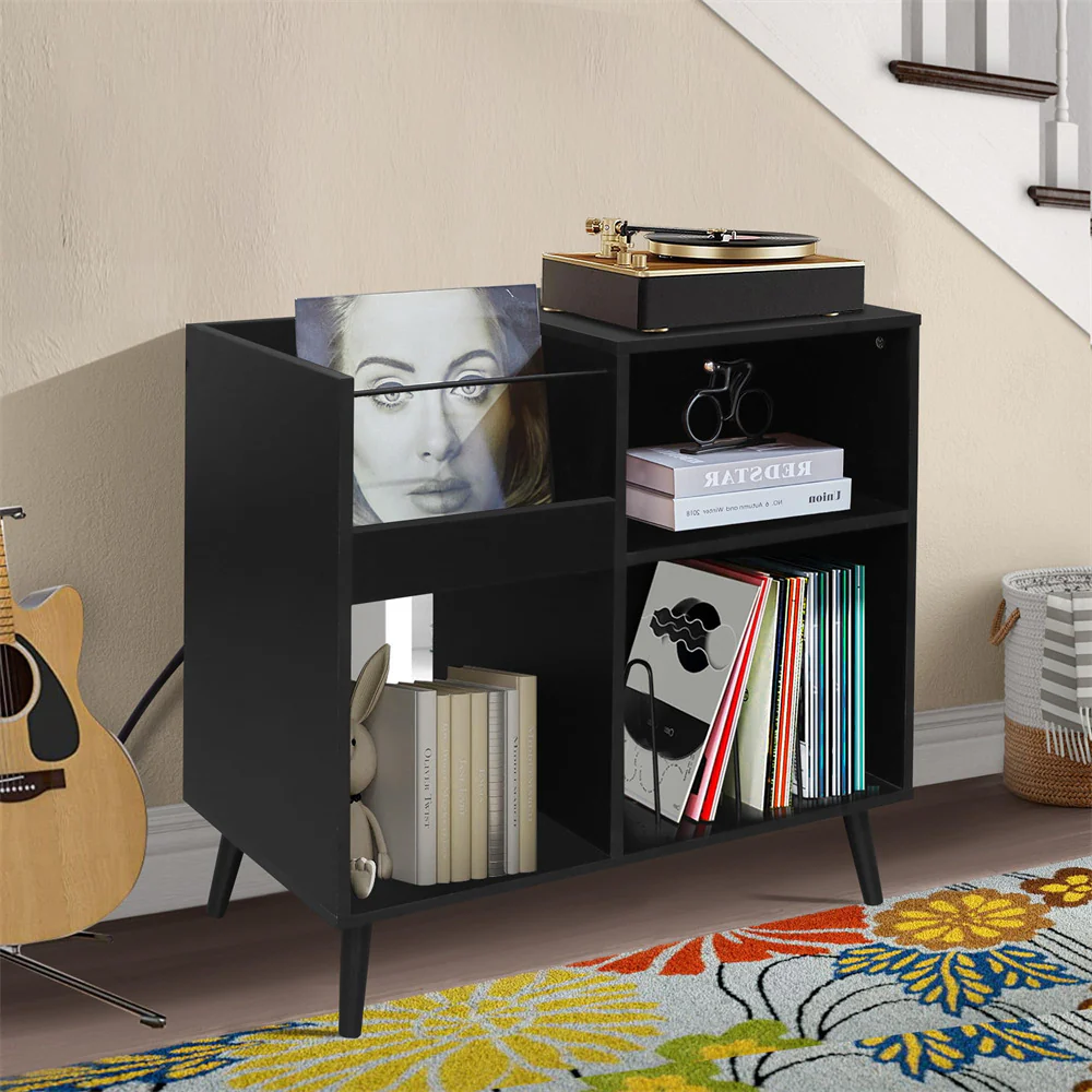 Vinyl Record Player Stand Turntable Stand with Power Outlet