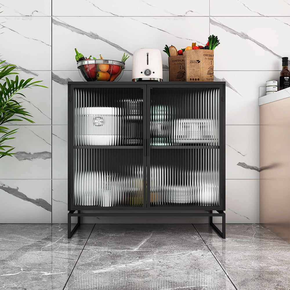 Modern Sideboard Cabinet Kitchen Console Table with Glass Doors