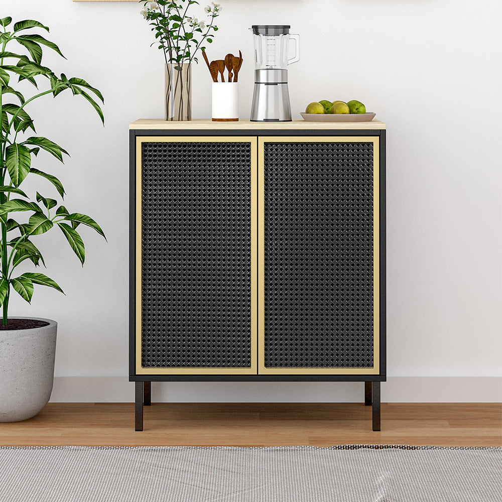 Sideboard Buffet Cabinet with Iron Rattan Door