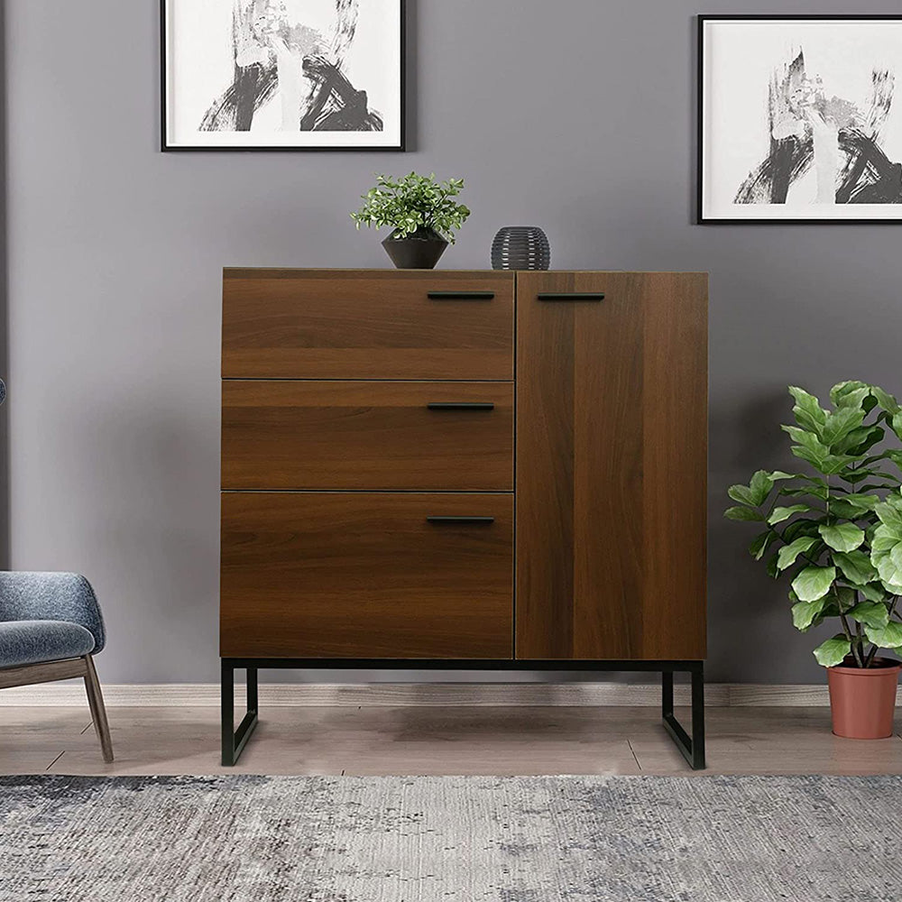 Wood Storage Cabinet with 3 Drawers and Door