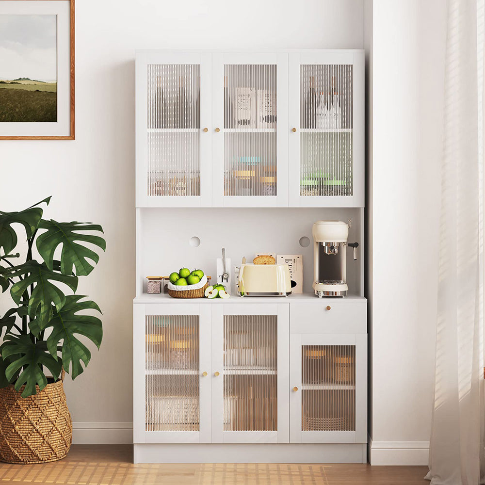 Kitchen Pantry Storage Cabinet with 6 Cabinets and 1 Drawer