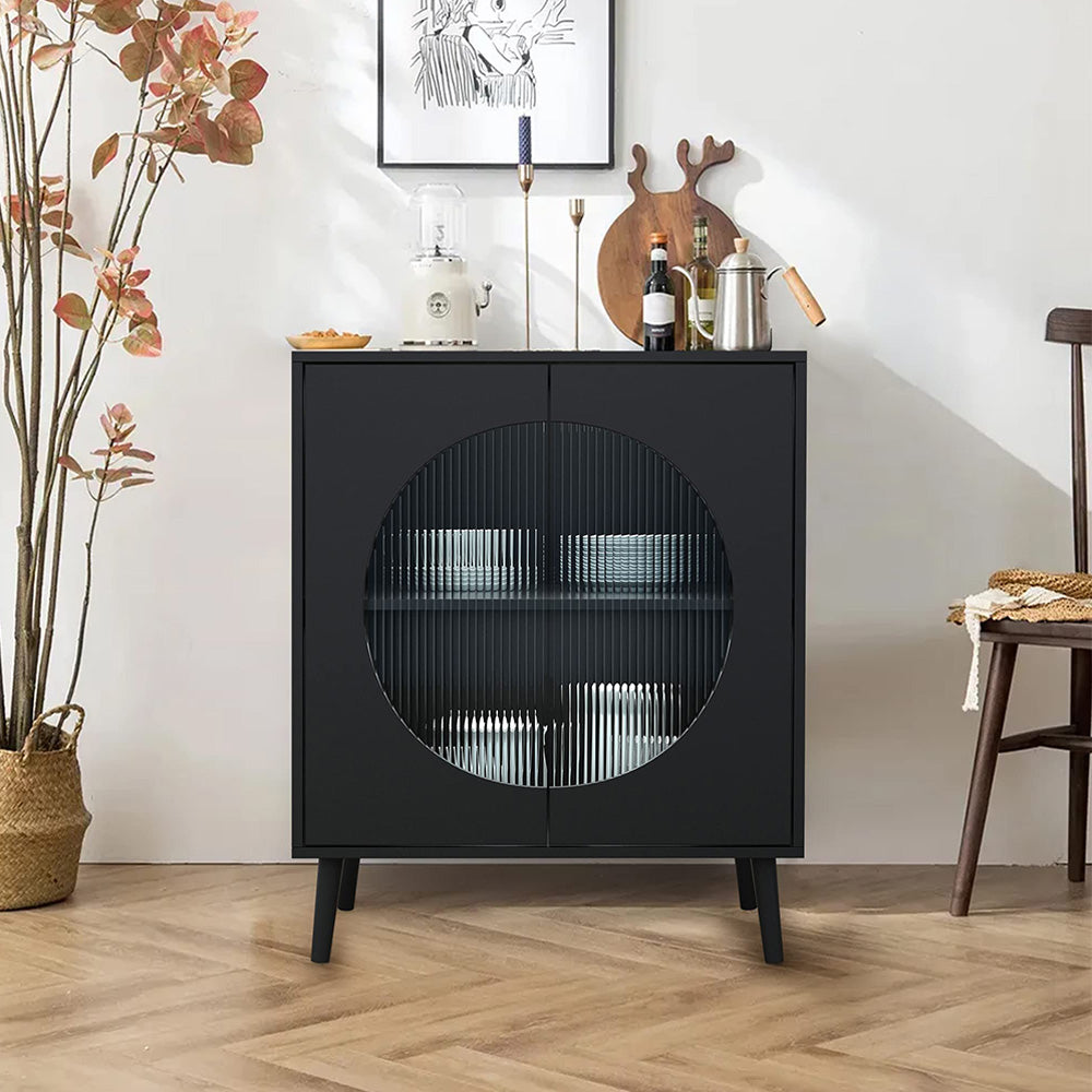 Glass Sideboard Buffet Cabinet with Adjustable Shelves