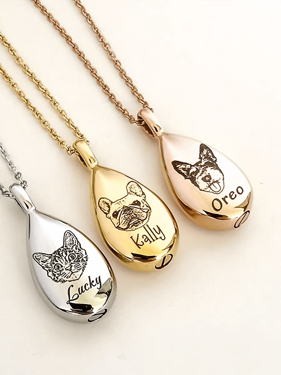 Custom Pet Face Mini Perfume Bottle Necklace™ with Memorial Fur ( Ashes )