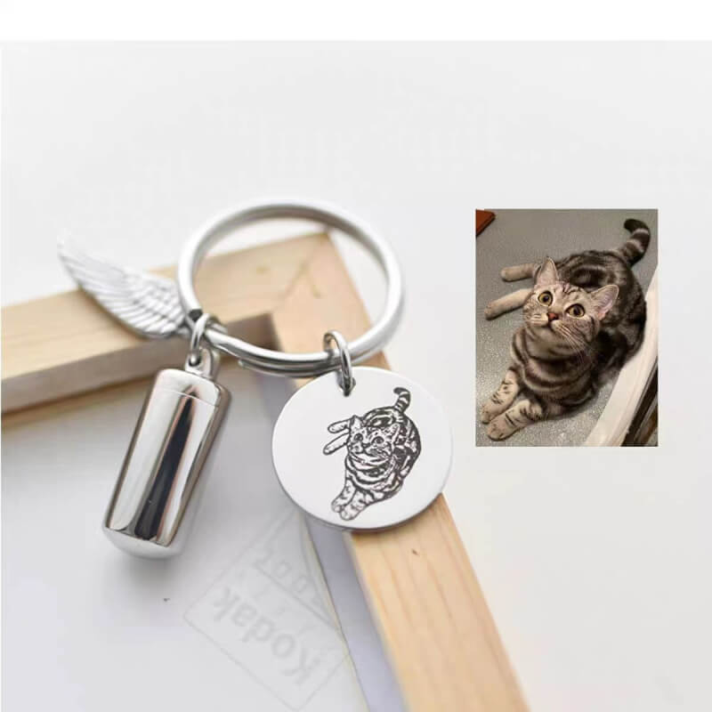 Pet Memorial Keychain with Ash Capsule