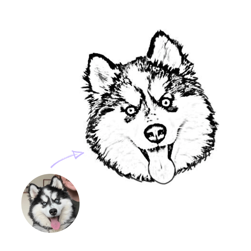 Custom Pet Portrait Outline Drawing