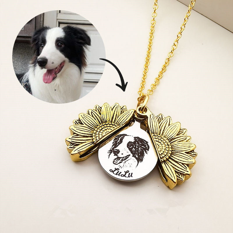 Pet Face Sunflower Necklace