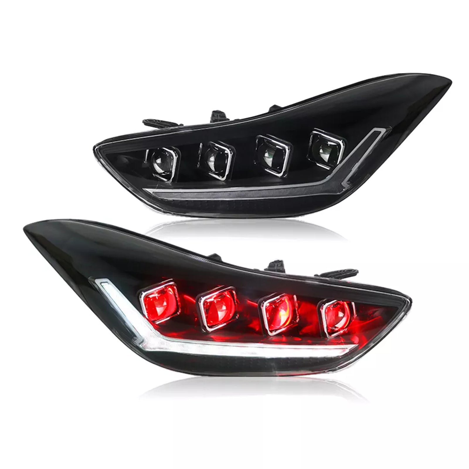 COOLDNA Devil eyes Headlight For 2012-2016 Hyundai Elantra 3rd Gen Headlights With Dynamic Animation Lights