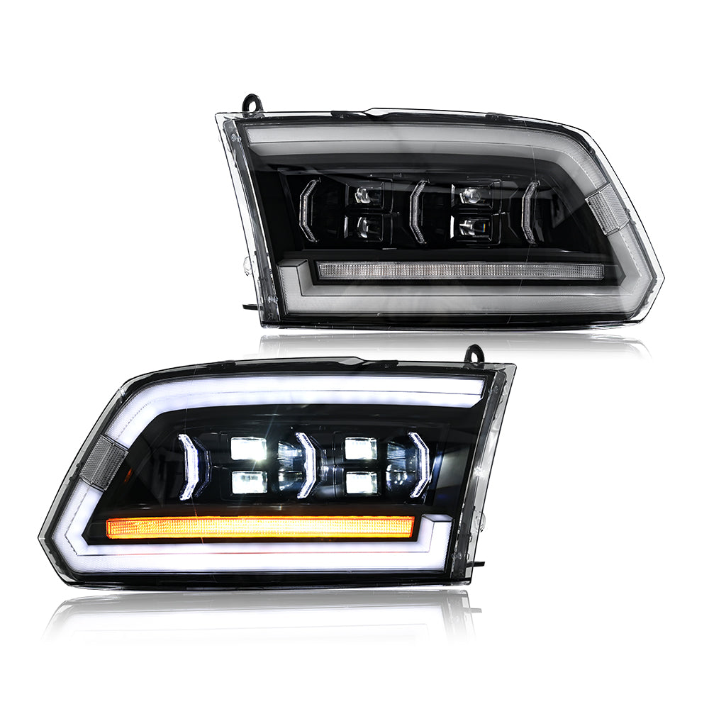 COOLDNA LED Headlights for 2009-2018 Dodge RAM 1500,2013-2018 Dodge RAM 1500 2500 Headlamp With Sequential Turn Signal