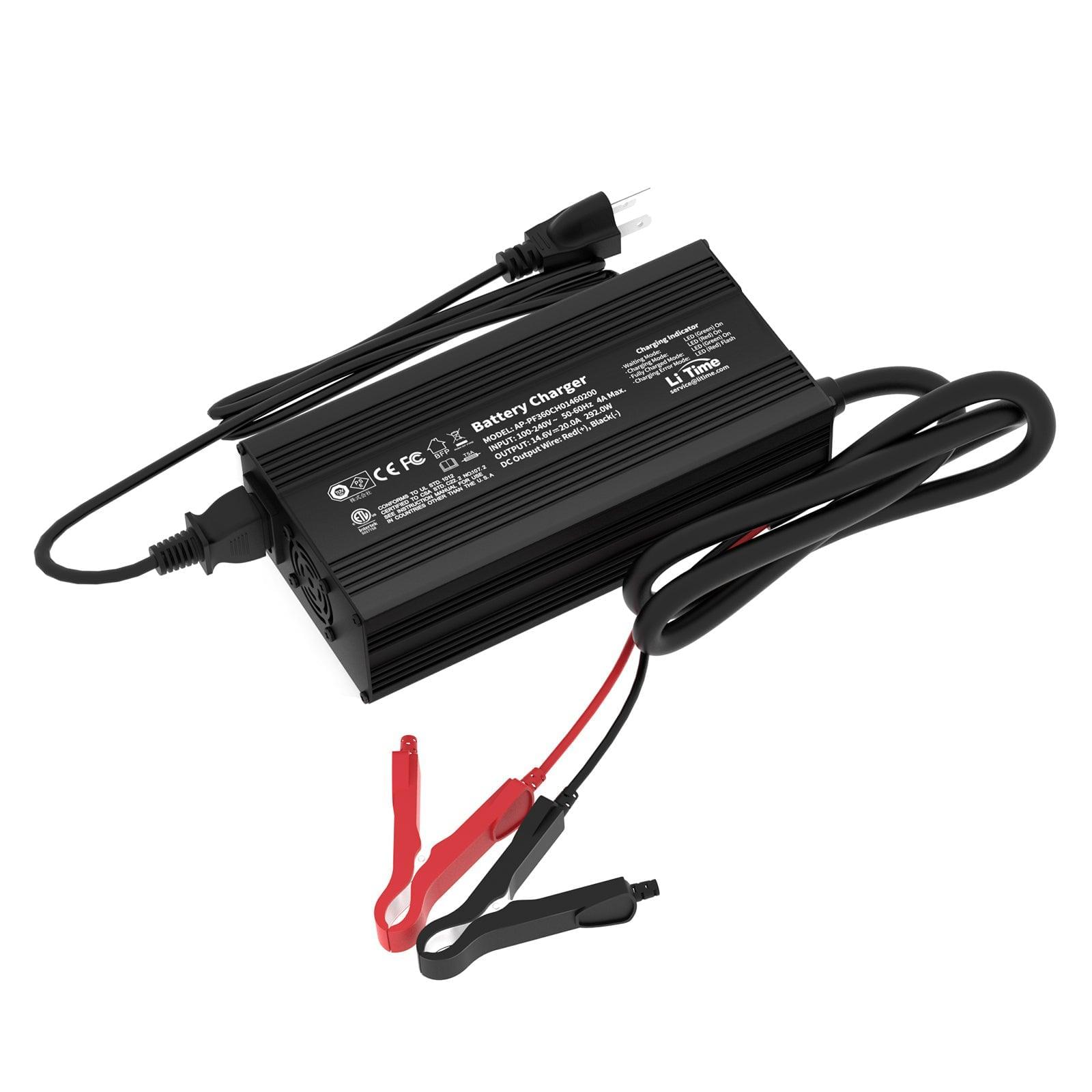 LiTime 14.6V 20A Lithium Battery Charger for 12V LiFePO4 Lithium Battery