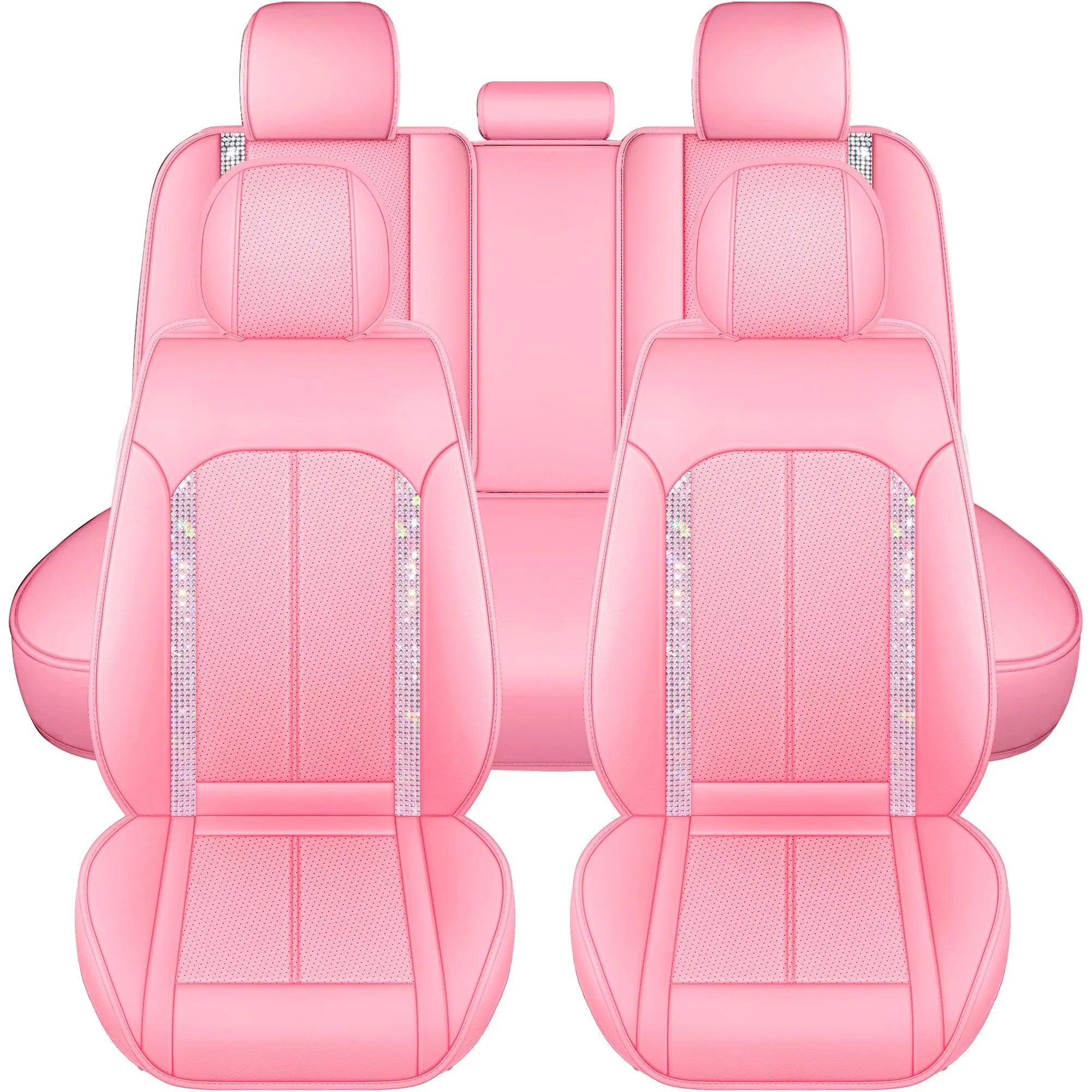 Yotruth Bling Car Seat Covers | Cute Girly Faux Leather Seat Covers for Women | Universal Fit for Most Cars