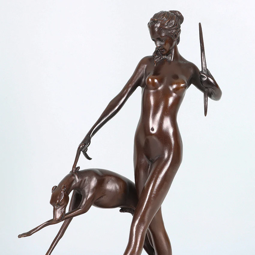 Handcrafted Bronze Diana Artemis Greek Goddess Statue by Edward McCartan