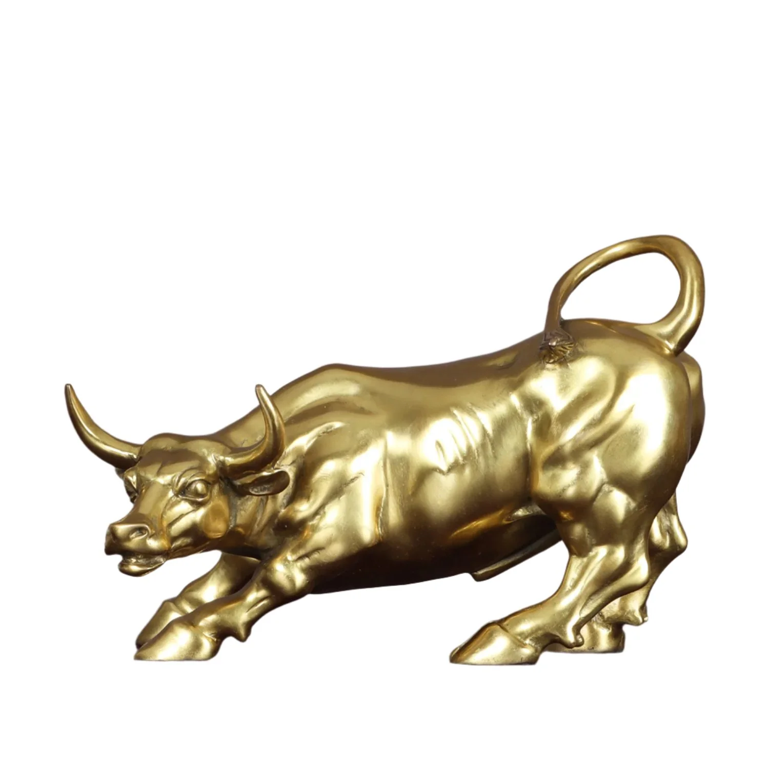 Charging Bull Statue - Gold Brass Wall Street Sculpture, Stock Market Art, Office Decor, Perfect Gift