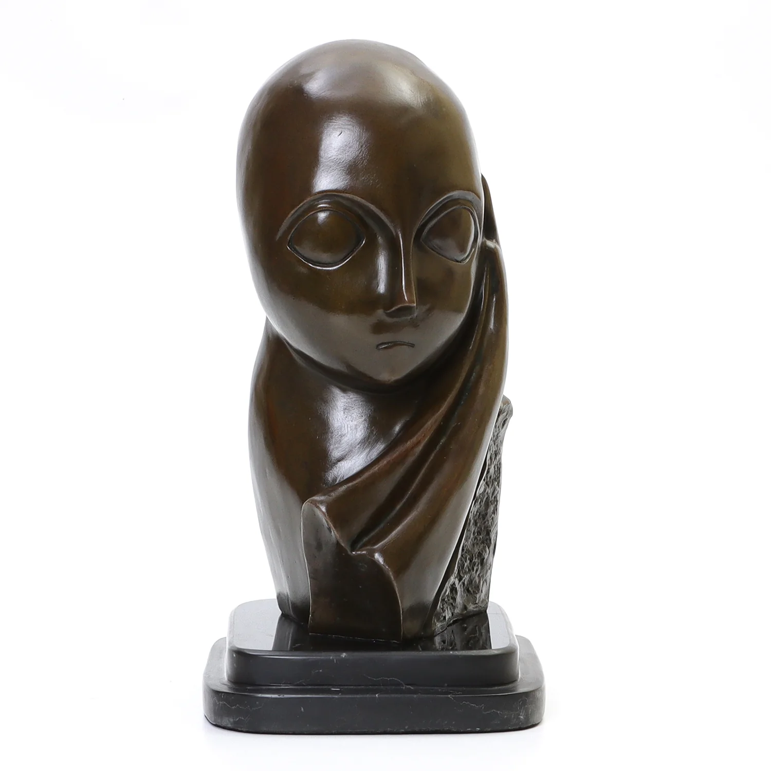 Mademoiselle Pogany Bust Statue - by Constantin Brancusi - Iconic Abstract Sculpture 10.6" H