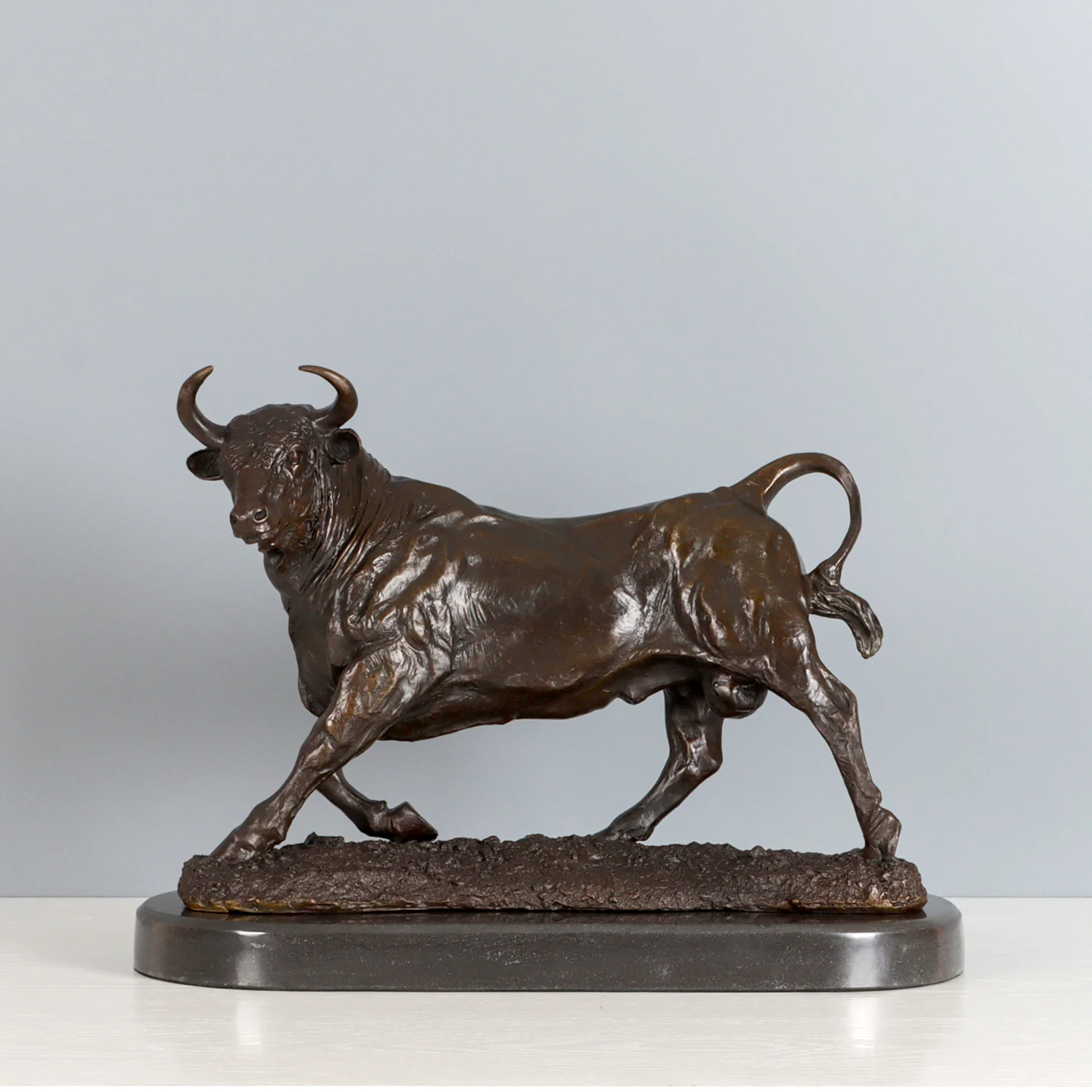 Bronze Bull Statue (Hot Cast) - Modern Animal Sculpture - 10.4” H