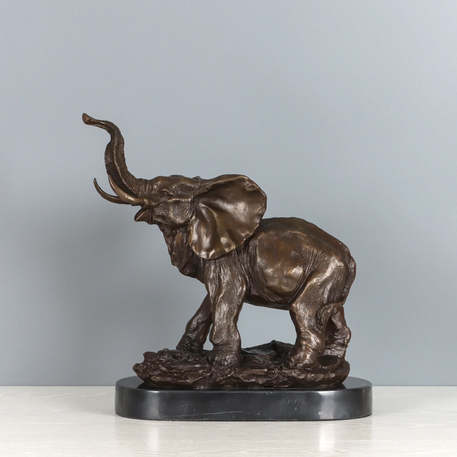 Bronze Elephant Statue (hot cast) - 11.5" Wildlife Animal Sculpture