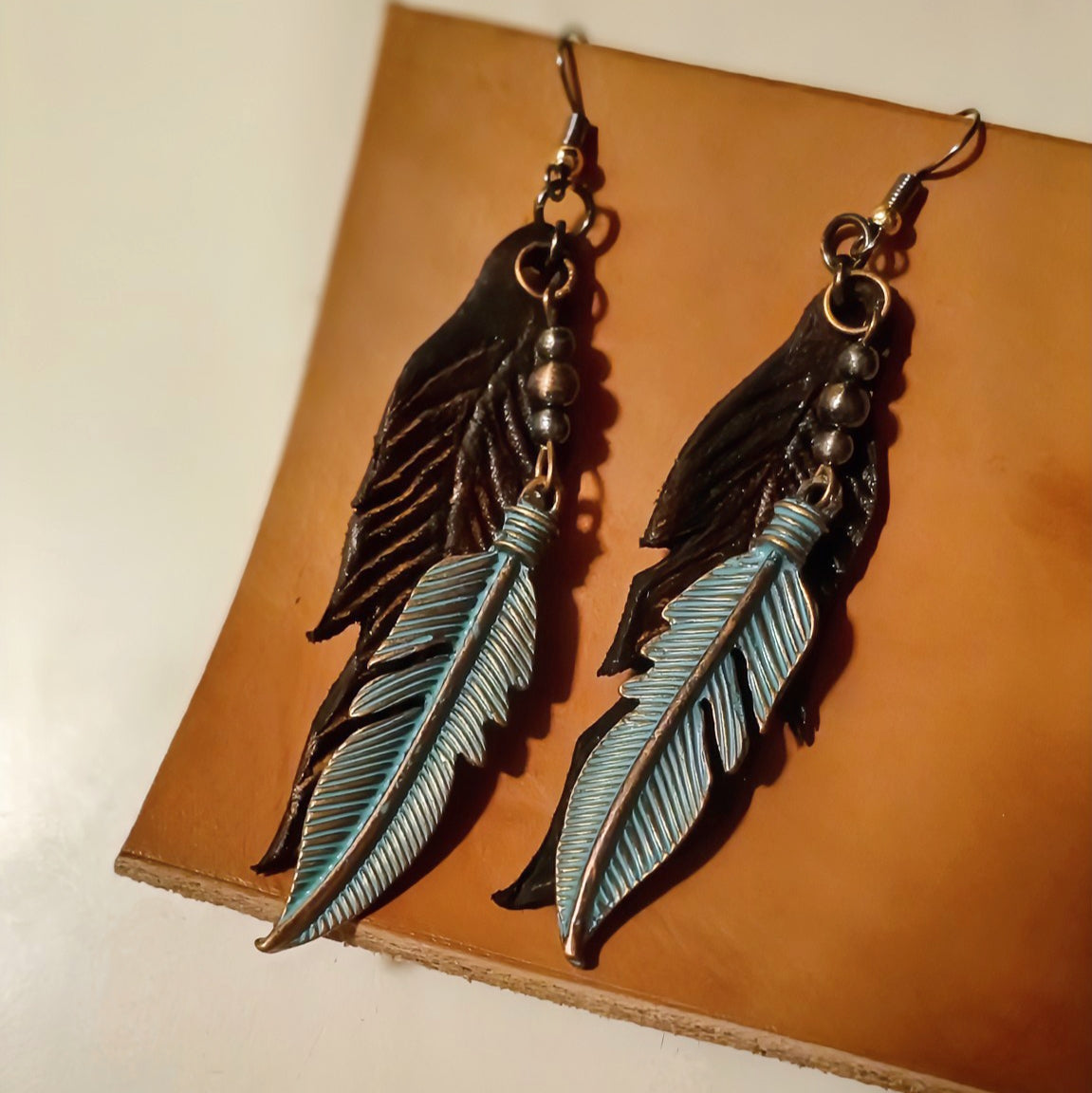 Feather Leather Earrings