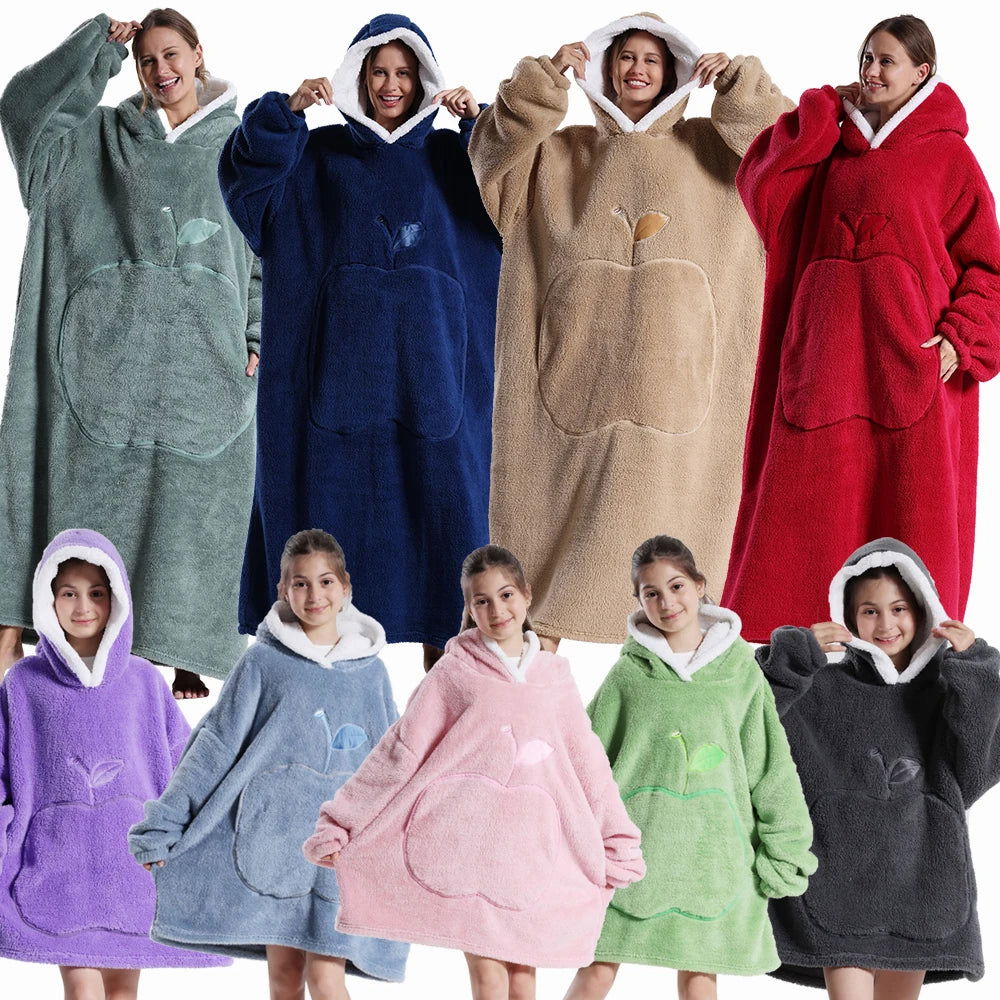 New Winter Family Hooded Wearable Blankets Mother Kids