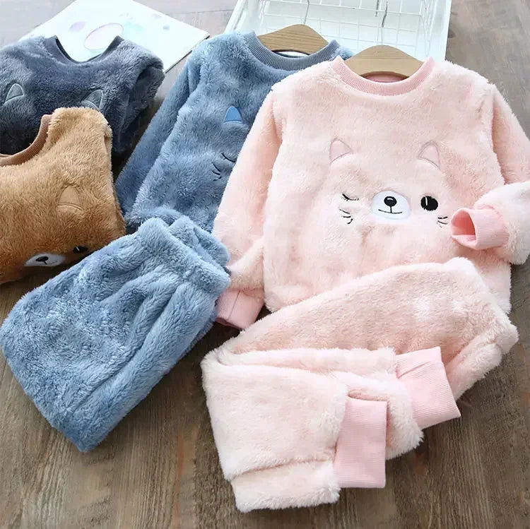 Kids' Bear Pajama Set: Top & Pants