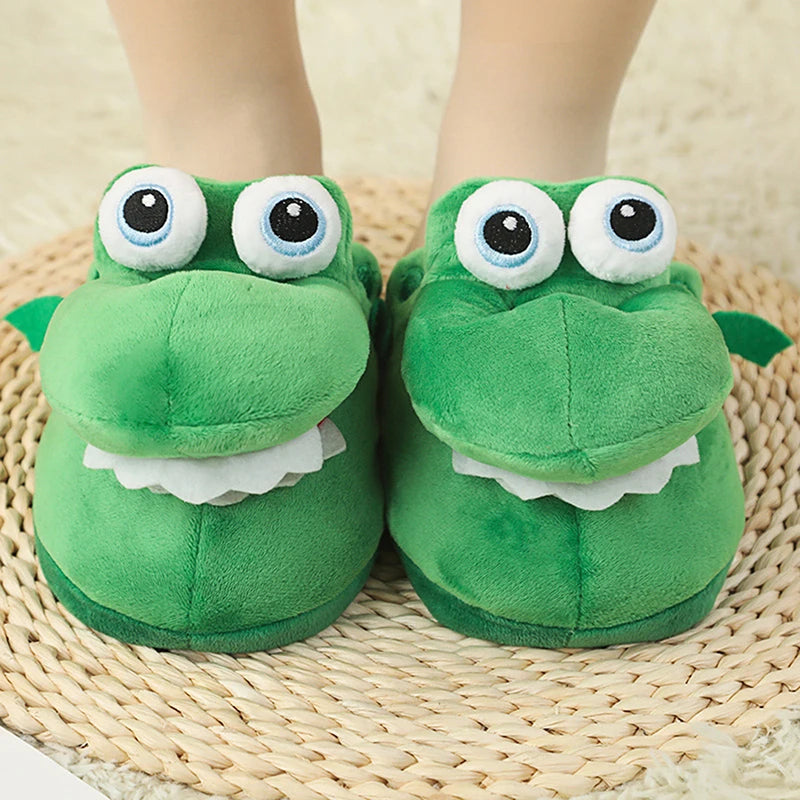 Cartoon Crocodile Moving Mouth Cotton Slippers