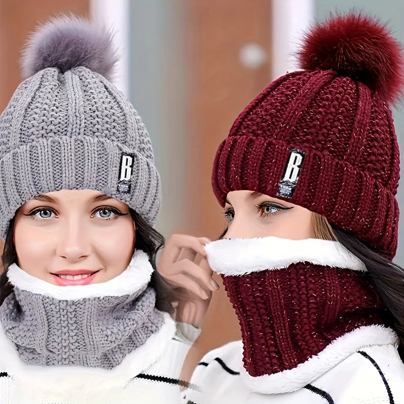 Winter Knit Hat Scarf Set