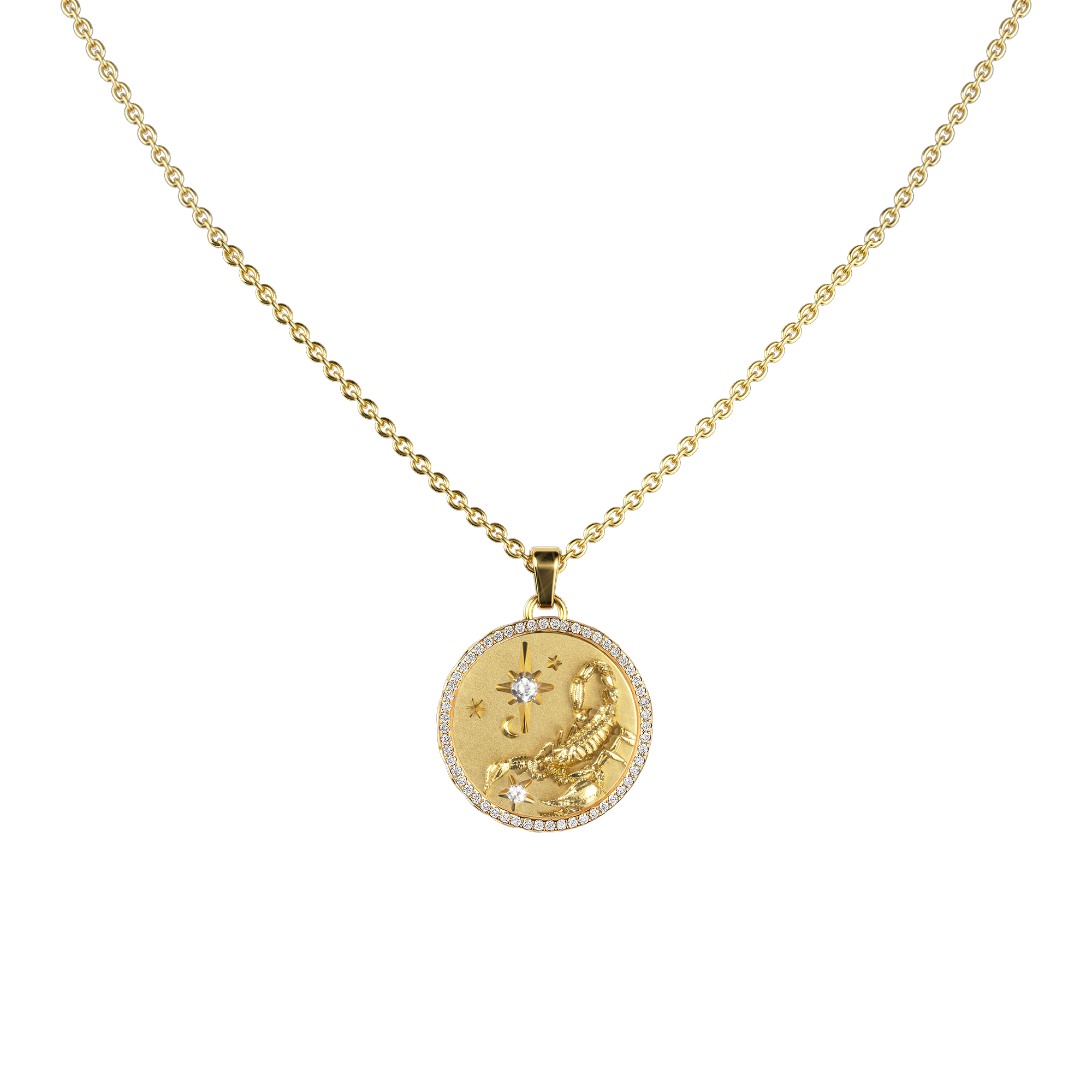 Scorpio Amulet Pendant With Pave Diamond Rim