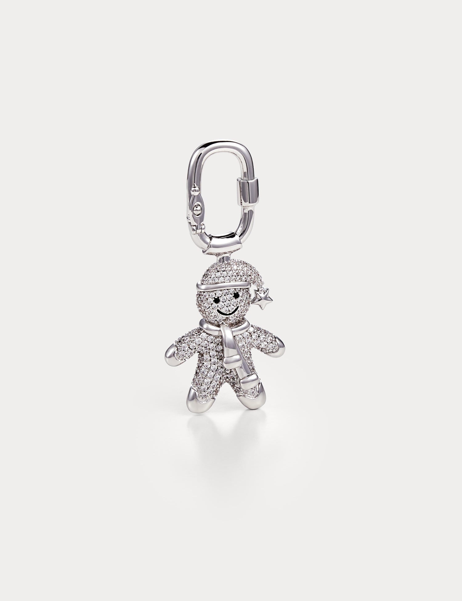 Sparkle Silver—Gingerbread Man Bag Charm