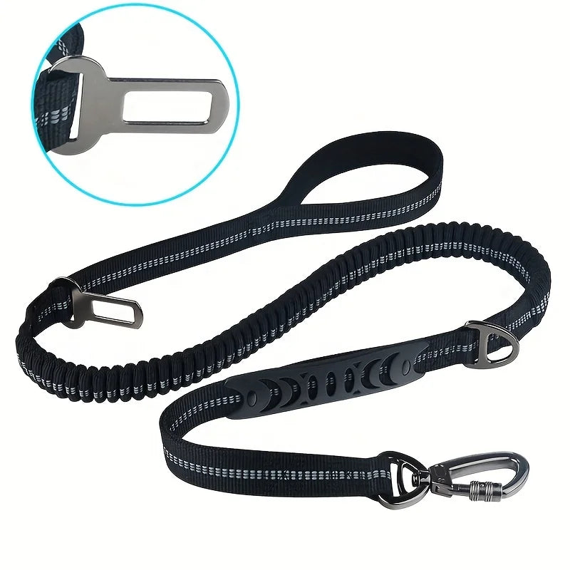 Nylon reflective multi-functional dog leash with car safety buckle