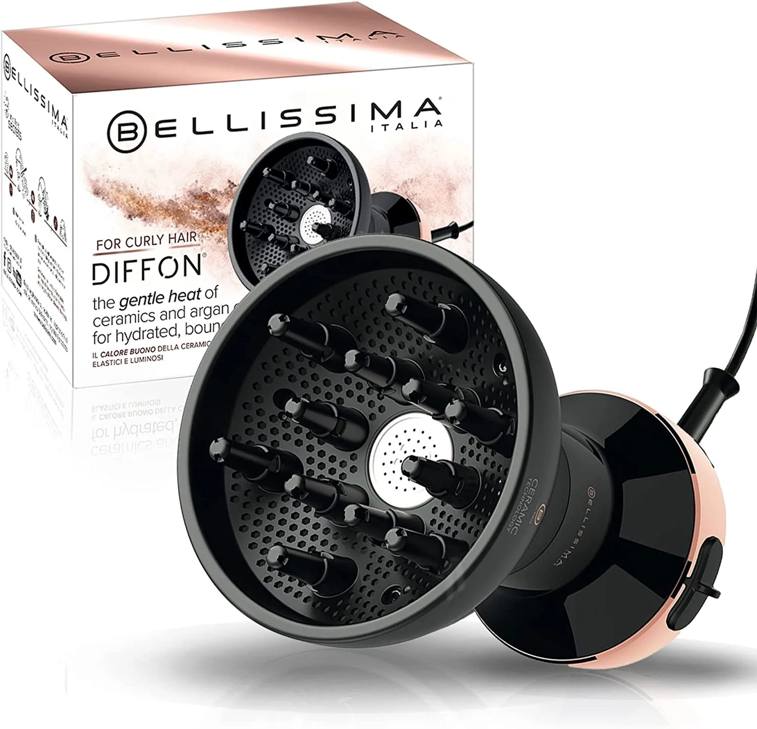 Bellissima Italia Diffon DF1 5000 Lightweight Diffuser & Curly Hair Dryer with Australian Plug - Ceramic Argan Oil