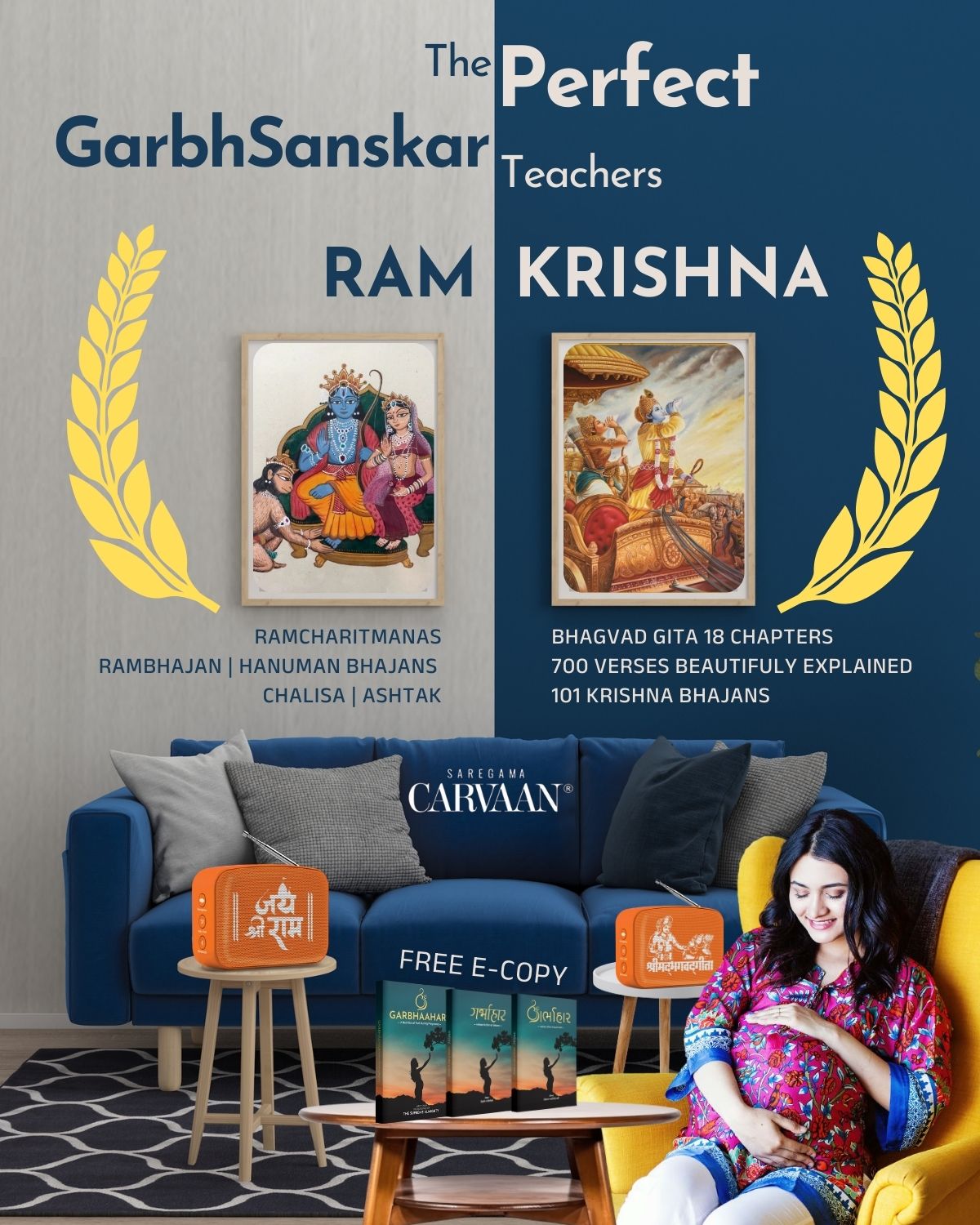 Free Garbhahar Soft Copy with Carvaan Mini Pre-Loaded Ram Charitmanas (Hindi)+ Bhagvad Gita(Hindi) + Bhajans Portable Music Player To Create Happy Pregnancy | Perfect teacher for Garbh Sanskar